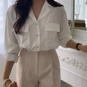 춘게엘 (S~XL) 캐주얼 더블 포켓 블라우스 셔츠 nsm005