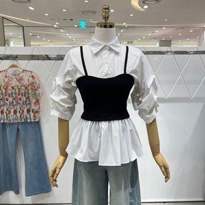 [AK플라자] [밸리걸] 뷔스티에 포인트 셔링 셔츠 130240