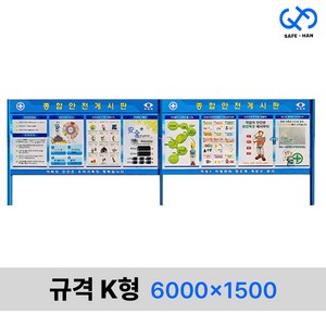 규격 K형 6000x1500 종합 안전 게시판, 돌출형, 앙카식, 넘버링+거울+인쇄