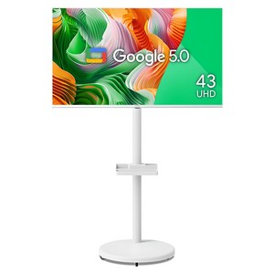 더함 4K UHD LED 스마트 120Hz 돌비 AI 구글 5.0 TV + 삼탠바이미 스탠드 라이트 세트, 109cm(43인치), UA431UHD M9GP CINEMA60 2025 WHITE, MS22-241-W, 스탠드형, 고객직접설치