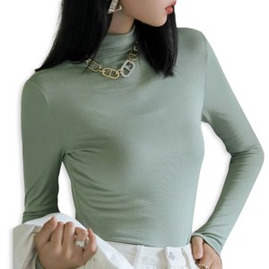 핑크셀럽 여성 모달 슬림핏 쫀쫀 긴팔 반목 폴라 티셔츠