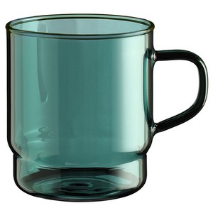 메종오브제 스태커블 내열 컬러글라스 머그컵 400ml, 포레스트 그린, 1개