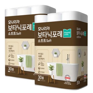 모나리자 보타닉포레 소프트 천연펄프 3겹 롤화장지 30m, 30롤, 2팩