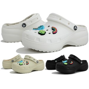 [크록스 정품] 겨울 크록스 클래식 플랫폼 라인드 우먼 207938 + 레츄 악세사리