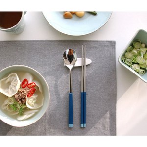 번쩍번쩍몰 예쁜 투톤 스테인레스 수저 젓가락 세트, 1세트, 블루