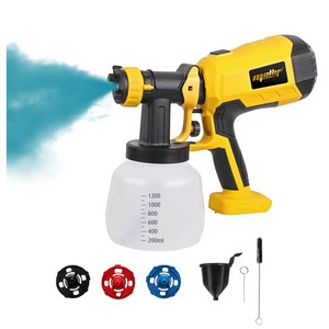 [KC인증]멜리프 무선 스프레이건 도장 분무기 도색 분사기 도장 디월트 최대 20V 배터리 호환(배터리 미포함), yellow+black, 1개