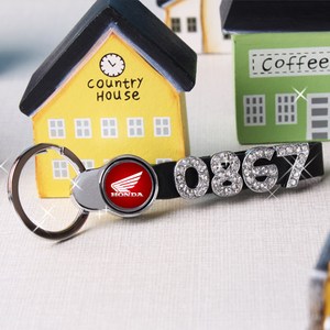 크리스탈 소가죽 로고 키홀더, NO.258 혼다레드, 1개