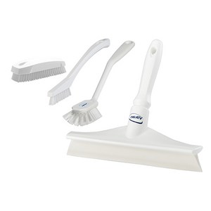 바이칸 주방 씽크대 욕실청소 실속 4종세트 A타입(바디일체형스퀴지+다용도솔3종), 흰색, 1세트