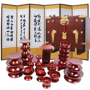 남원공방 간소 물푸레 제기세트 25P+제기함+제사병풍, 3개