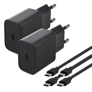 홈플래닛 25W PD 3.0 PPS 초고속 충전기 + CtoC 케이블 1m, 블랙, 2개
