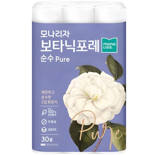 모나리자 보타닉포레 순수 천연펄프 3겹 데코 고급롤화장지, 27m, 30개입, 1개