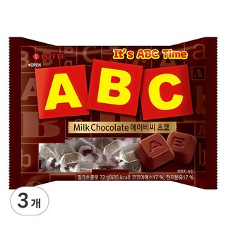 롯데웰푸드 ABC 초콜릿 187g 3개 상품 이미지