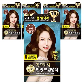 리엔 흑모비책 새치염색 크림, 120g, 자연갈색, 5개