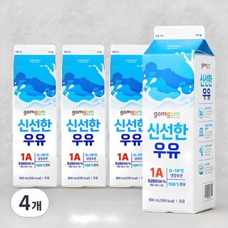 곰곰 신선한 1A 우유, 900ml, 4개
