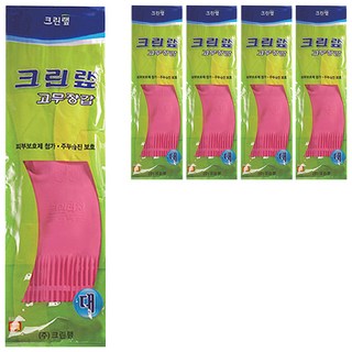 크린랩 고무장갑 대, 핑크, 대(L), 5개