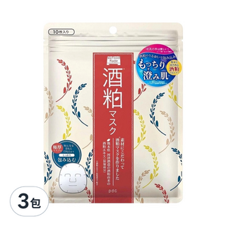 PDC 酒粕面膜, 10片入, 讓肌膚喝飽水 重現青春光彩, 輕輕鬆鬆補水 極致保養, 10片, 3包