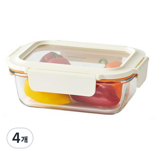 락앤락 더 큐브 직사각 화이트 630ml, 4개, 단품
