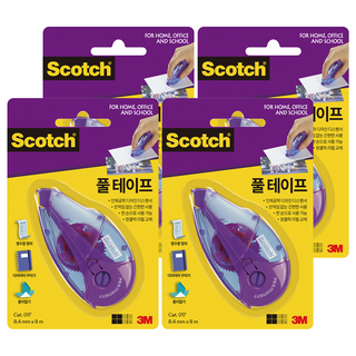 스카치 풀 테이프 8.4mm x 8m, 투명, 4개