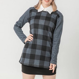MI MI LEO 時尚刷毛 配色格紋機能服 XL, 經典藍