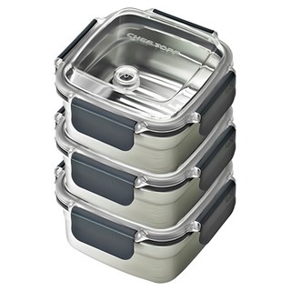 셰프토프 클린숨 스텐 밀폐용기, 3개, 700ml
