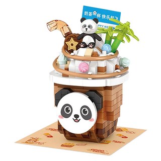 lozloz 熊貓雪頂奶茶積木-380pcs loz8811, 1入, 棕色