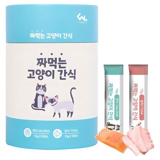 씨엔앨 고양이 짜먹는 간식, 혼합맛(연어/참치), 15g, 1개