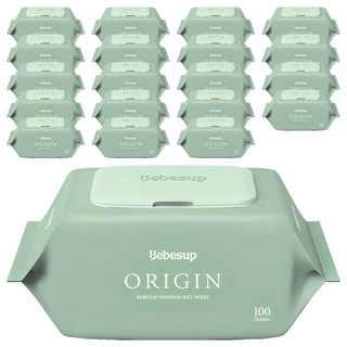 베베숲 유아용 오리진 물티슈 캡형, 50g, 100매, 20개