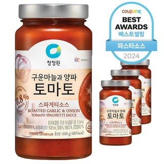 청정원 구운마늘과 양파 토마토 스파게티소스 600g 4개 상품 이미지