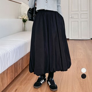 아피나르 여성용 A라인 벌룬 실루엣 밴딩 스커트
