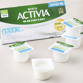 풀무원다논 액티비아 컵 화이트 설탕 무첨가 플레인, 80g, 8개