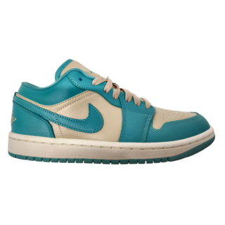 NIKE 耐吉 JORDAN 喬丹 Wmns Air Jordan1 Low Tropical Teal 低筒運動鞋, 天然皮革/人造皮鞋面, 23.5cm, 奶茶色 + 蒂芬妮綠色