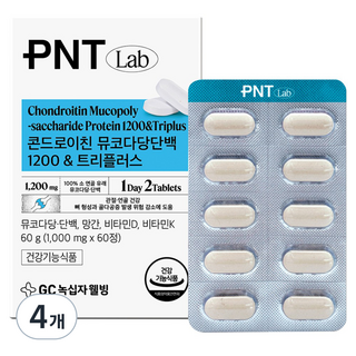 GC녹십자웰빙 PNT 콘드로이친 뮤코다당단백 1200 트리플러스 60g, 60정, 4개