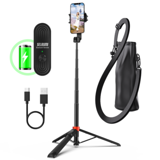 셀루미 Type C 충전 풀 포퍼먼스 스마트폰 셀카봉삼각대 130cm, SEL-CT1300M-PRO, 블랙 + 레드, 1개