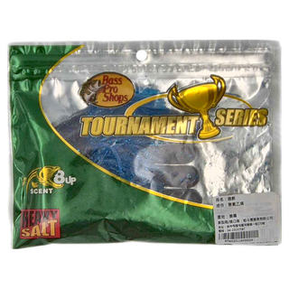 Bass Pro Shops 美國手灌入鹽 Tournament Series Tube小管, 3-1/2" Tender Tube, 10入, 09 黑色 + 藍尾黑顆粒, 1包