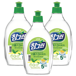 참그린 레몬 녹차 뽀드득 어드밴스 주방세제 리필 1.2L 3개