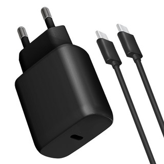 홈플래닛 25W PPS PD 3.0 초고속 충전기 + CtoC 케이블 1.2m, 블랙, 1개