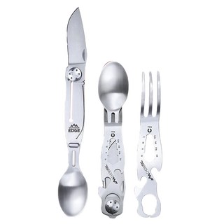 OUTDOOR EDGE Chowpal 420J2不鏽鋼多功能摺疊組合EDC餐具組, OEDCPL-10C, 1組