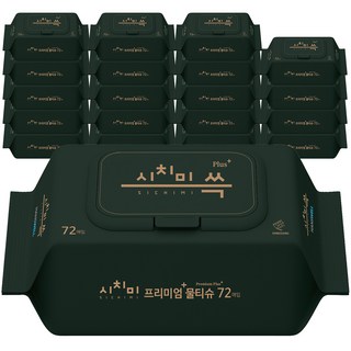 시치미 쓱 그린 초순수 저자극 프리미엄 아기물티슈 캡형, 80g, 72개입, 20개