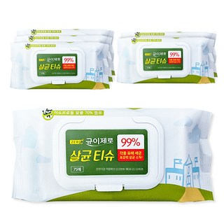 균이제로 살균 물티슈 캡형, 75매, 6개