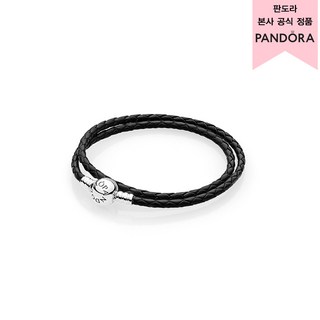 판도라 모멘츠 더블 블랙 우븐 레더 브레이슬릿 590745CBK-D +쇼핑백+메시지카드+품질보증서(백화점A/S)