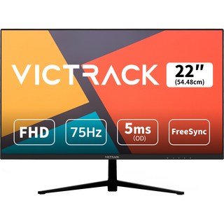 빅트랙 FHD 54.48cm 리얼 75Hz 평면 게이밍 모니터 블랙, 22FM7501(무결점)