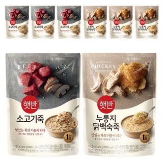 햇반 소고기죽 420g 4p + 누룽지닭백숙죽 420g 4p, 1세트