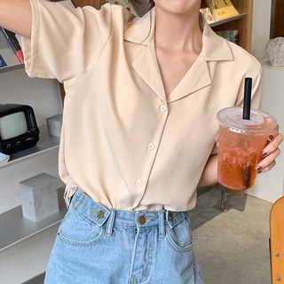 LOVE&SWEET 原版短袖襯衫,9色可選, F, 杏色, 1件