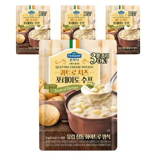 폰타나 아이리쉬 콰트로치즈 포테이토 수프 파우치, 75g, 4개
