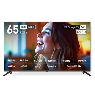 프리즘코리아 4K UHD QLED 구글 5 AI DLG120Hz 스마트TV, CP65G5Q, 방문설치, 스탠드형, 163.8cm(65인치)