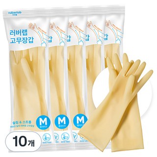 러버랩 팔목 고무장갑, 아이보리, 중(M), 10개