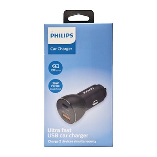 PHILIPS 飛利浦 36W Type-C PD + QC智能車充 28.5 x 28.5 x 58.5mm 25.4g, DLP2521, 黑色