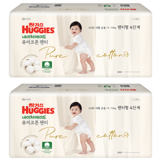 하기스 네이처메이드 퓨어코튼 순면 팬티형 기저귀 남여공용, 4단계, 84매