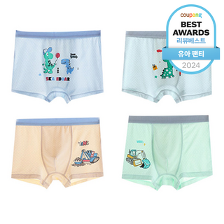 아이뿜 남아용 공룡 친구 쿨 메쉬 드로즈 사각 팬티 4종 세트 C57
