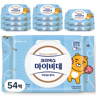 마이비데 클린케어 화장실용 물티슈 캡형, 40매, 54개